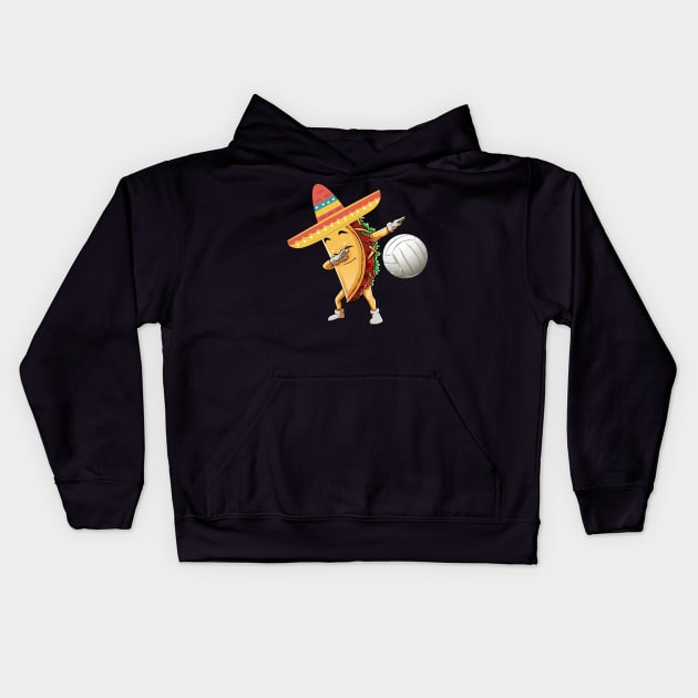 Dabbing volleyball taco dab Kids Hoodie by Antoniusvermeu